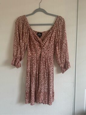 Smocked Waist Mini Dress in Rose Floral by